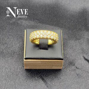 18k Gold Over Sterling Silver 925 Moissanite Tennis Full Row Ice Eternity Ring